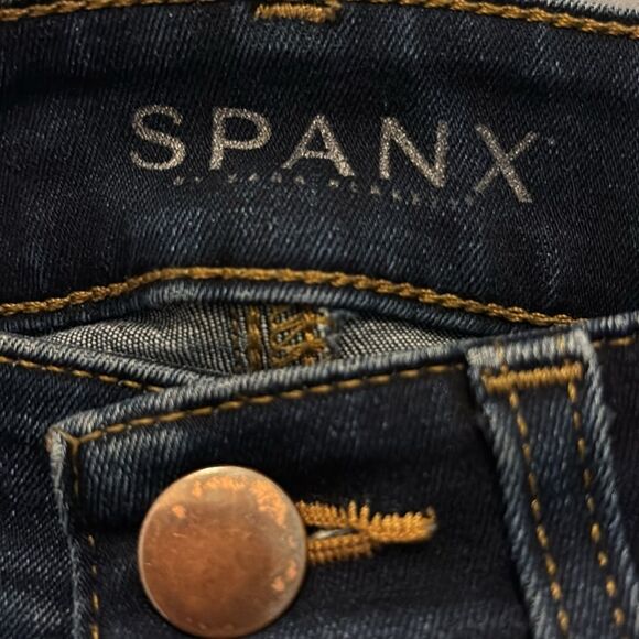 SPANX | 28 high rise 5 pocket straight denim blue jeans - Picture 3 of 6